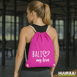 Huuraa Gym Bag Bali My Love Gift Backpack 12 Litres Cotton Bali Gift Idea, fuchsia, Unit size