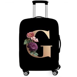 WUJIAONIAO Stretch Printed Suitcase Cover Washable Luggage Protector Fits 18-32 Inch Luggage Letter pattern (XL (for 29-32 inch luggage), Letter G)