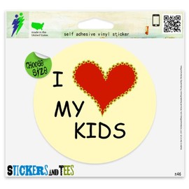 I Love My Kids Vinyl Car Bumper Window Sticker 2" x 2"