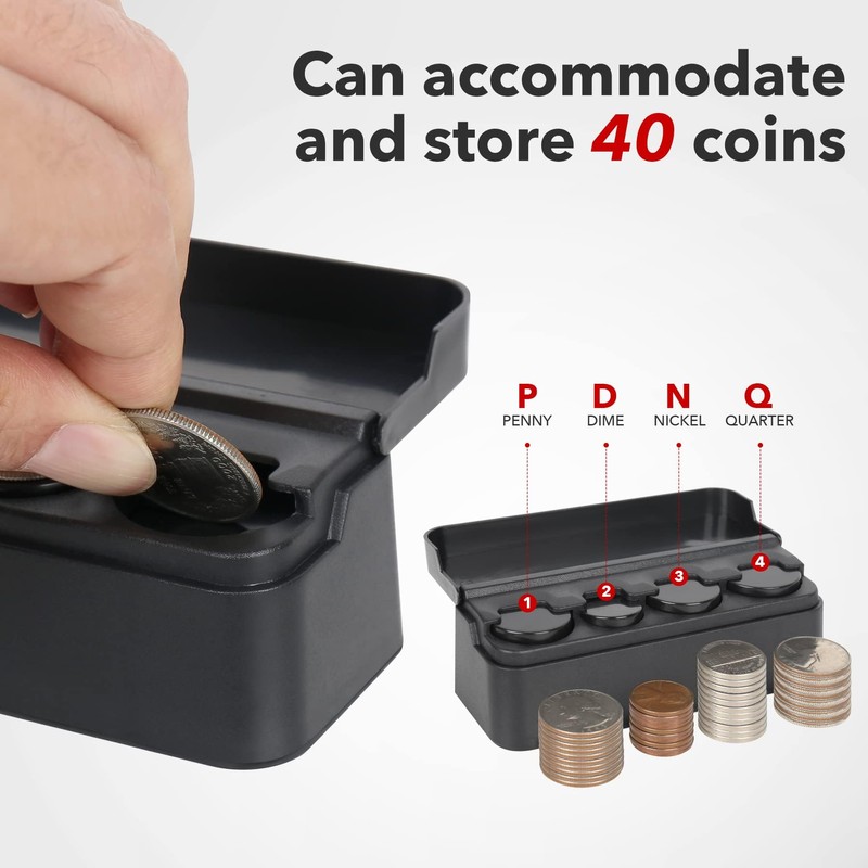 KANDUJIMU Coin Holder for Car, Coin Change Organizer Compatible with