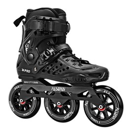 PASENDI Professional 3X110Mm Wheels Inline Skates for Adult Women Men - Outdoor Fitness Single Row 3Dw Speed Skates (US Men 9.5/Women 10.5/28.5CM, Black)
