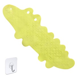 IceMoon Extra Long Non-slip Environmental TPR Rubber Crocodile Bath Mat Shower Tub Mat In The Bath For Babies and Children,with 185 powerful Suction Cup,95 x 34.5 cm, (Green)