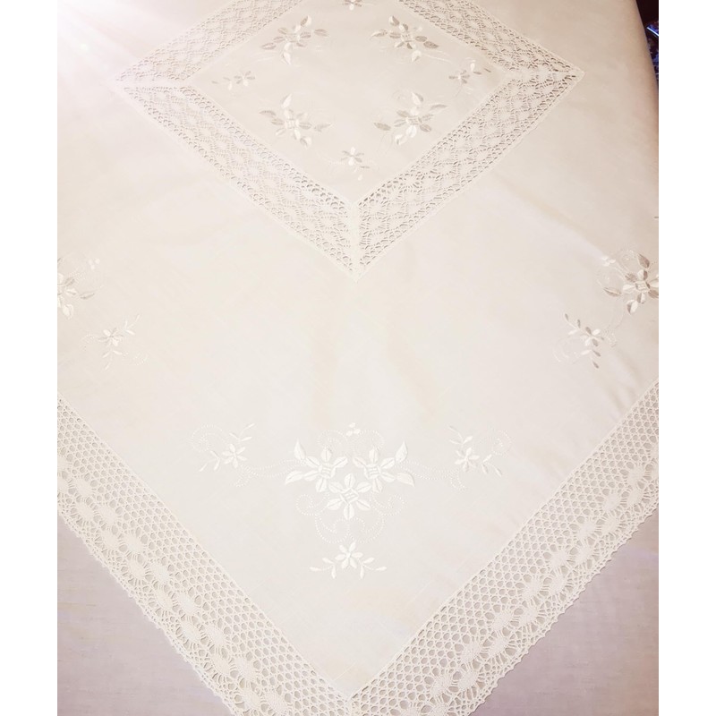 Tablecloth Hemstitch Lace White Table Runner Hemstitch Crochet Lace (130