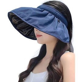 Angel's Closet Women's Sun Visor, UV Protection, With Chin Strap, 2-Way Headband, Foldable, Fashionable, UV Protection, Sunburn Prevention, Wide Brim, Long Brim, Sun Protection Hat, Women's Visor,