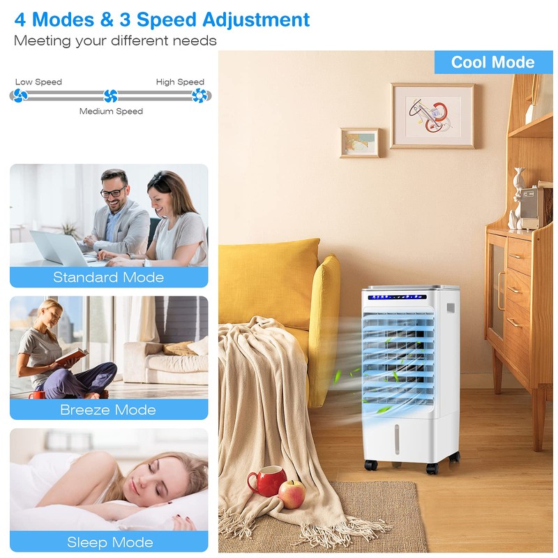 COSTWAY Portable Evaporative Air Cooler for Room, Include Remote Control,