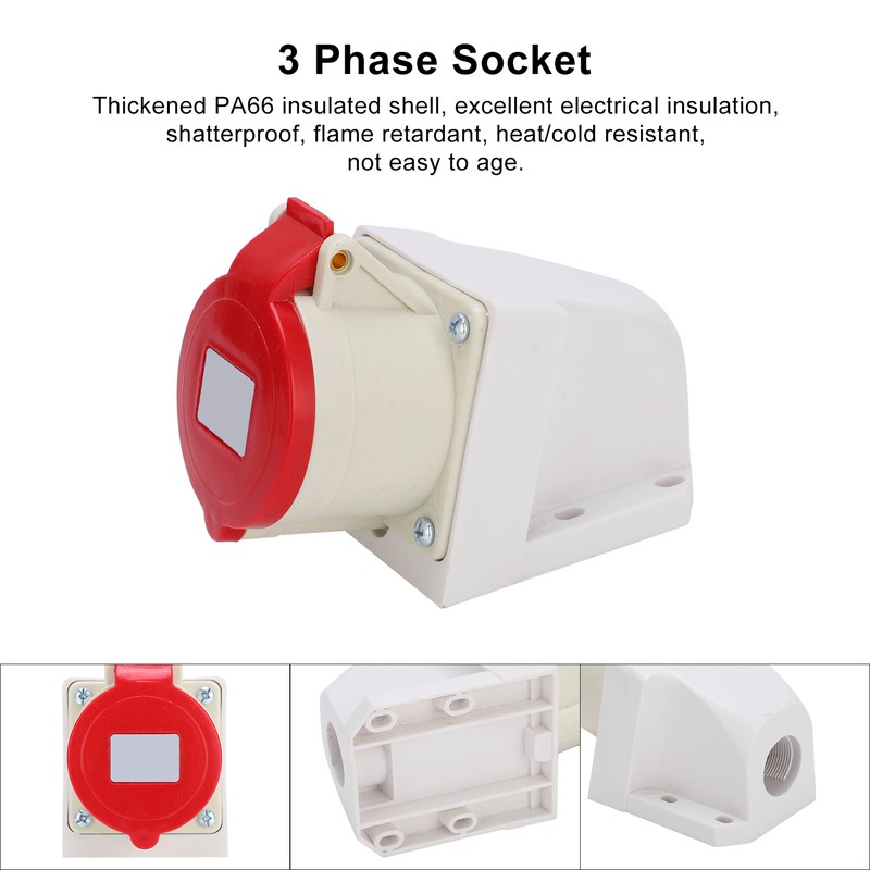 2pcs 4Pin Industrial Socket 32A 3 Phase IP67 Waterproof Insulated