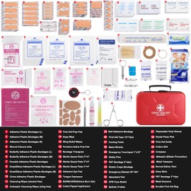 GEVOKE 410 Piece Waterproof Hard Shell First Aid Kit for Home, Car, Travel, Camping, Truck, Hiking, Sports, Office, Vehicle & Outdoor Emergencies - Emergency Medical Kits (Red)