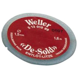 Weller De-sold Desoldering Braid on Spool, Width 2.0 mm, Length 1.6 m T0051301199 (Soldering Braid Wick)