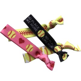8 Piece Softball Gifts Hair Elastics - Softball Gifts for Girls, Girls Softball, Softball Bracelet, Softball Accessories for Players, Women, Girls, Coaches, Teams, High School Softball Teams