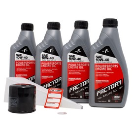 Factory Racing Parts Full Synthetic Oil Change Kit compatible with Kawasaki Teryx 1000 – Includes 4 Quarts of SAE 10W-40 Oil, 1 Filter, 1 Crush Washer, 1 Funnel, 1 Oil Change Reminder Sticker