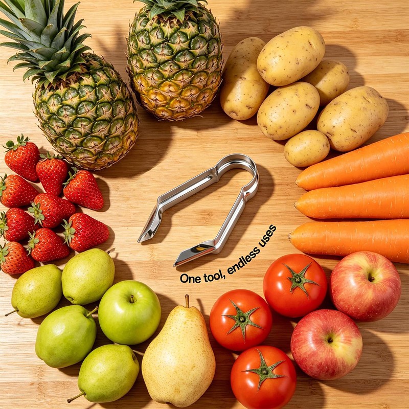 Pineapple Eye Remover & Strawberry Huller, Stainless Steel Corer Tool