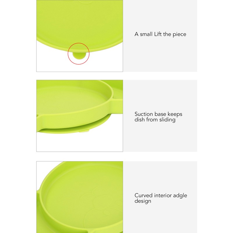 Kids Divided Plates Safe Silicone Foldable Prevent Slipping Toddler Suction