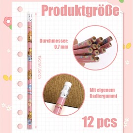 Caelura 12 Stk Bleistifte HB, Bleistift mit Radiergummi Kinder, Holzbleistifte Kindergeburtstag Party Mitgebsel Einschulung Geschenke Schultüte Füllung Mädchen Junge 1. Klasse Geburtstag