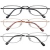 Spring Hinge Reading Glasses, 3 Pack, 4.00X, Gold/Chrome/Silver