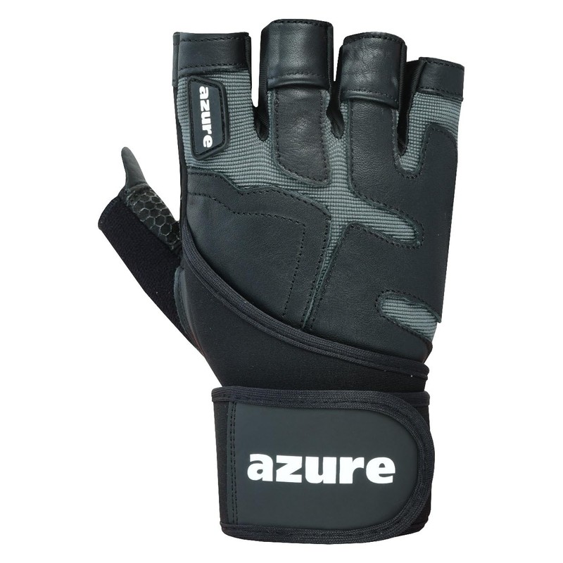 Leather Weight Lifting Gloves Black/Grey Men Gym Fitness Workout, Anti