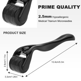 LOPHE Beard Roller 2.5 mm, Derma Roller for Men, Beard Growth, Micro Needle Roller for Skin and Hair Care for Men and Women (Black)