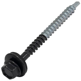 AERZETIX - C73147 - Set of 60 self-drilling metal-wood screws Ø4.8x60 mm + EPDM sealing washer - RAL 7016 - DIN 7504K - head size 8 mm hexagon - made of carbon steel