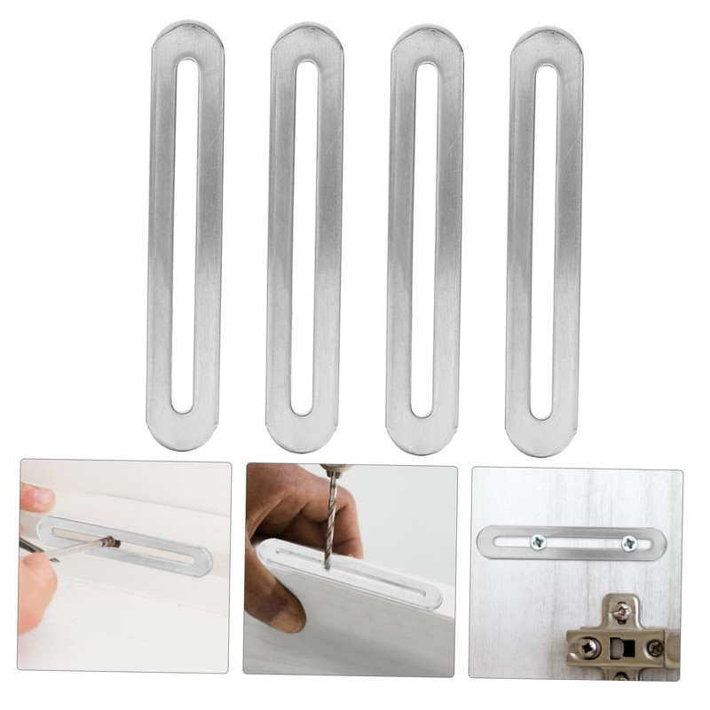 LALAFINA 4pcs Adjustable Stainless Steel Mending Plates for Furniture Heavy