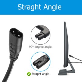 C8 to Dual C7 Y Splitter Power Cord YACSEJAO 1FT IEC 320 C8 to Dual C7 1 in 2 Out Power Splitter Cord for LCD Monitors, Desk Lamps, Speakers (C7 Straight)