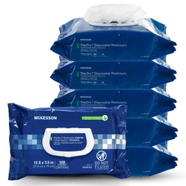 McKesson Staydry Disposable Washcloths with Aloe, Pre-moistened, 8 X 12", Soft Pack