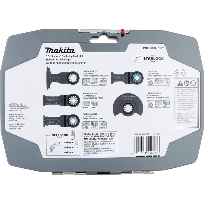 Makita B-67197 5 Pc. Starlock® Oscillating Blade Set