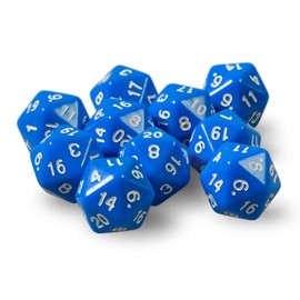 10x Polyhedral W20 Dice for Role and Tabletop Games (Blue)
