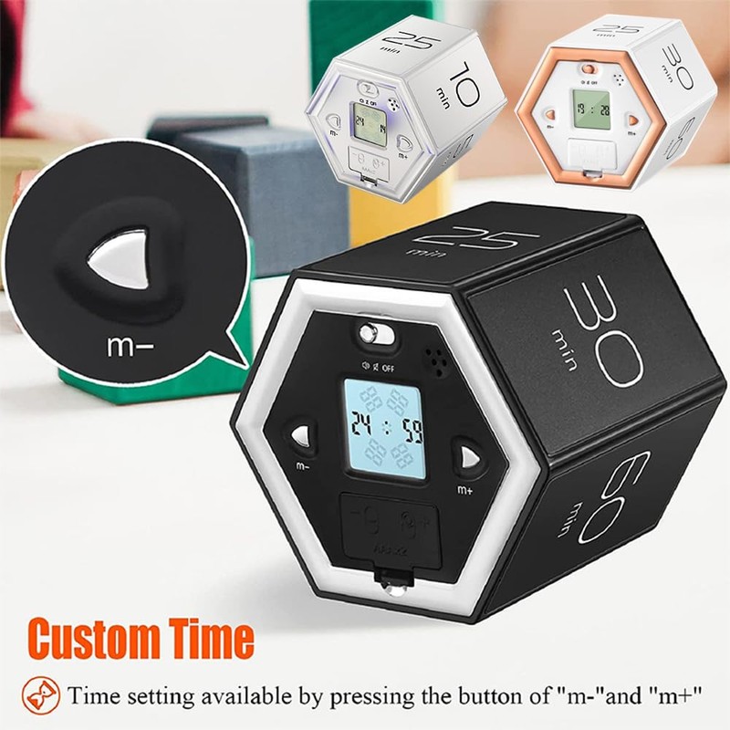 FUNFANG Hexagon Digital Clock Timer Magnetic Cubes Timer Kitchen Hexagon
