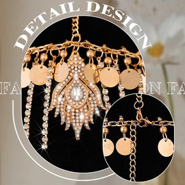 Yikisdy Gold Sparkly Head Chain Dot Sequin Headband Boho Layered HeadPiece for Women