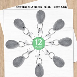 12 Pieces Tablecloth Weights Tablecloth Pendant Teardrop Shape Table Cover Weights Stone Table Weights Hangers with Metal Clip for Tablecloth Decoration Family Dinner Outdoor Picnic (Light Gray)