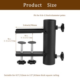 VANROUG Patio Umbrella Holder Clamp, Parasol Bracket, Outdoor Umbrella Mount Bracket, Clamping Range (12 mm-63 mm), Umbrella Diameter (15 mm-38 mm)