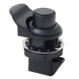 Southco 93-304 Series Plastic Push To Close Latch, Pull Tab in Line with Latching Pawl, Non Locking, 0.00"-0.41" Panel Thickness, 0.88"-0.91" Grip Range, Black
