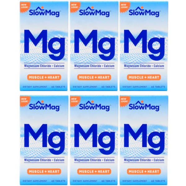 Slow Mag Magnesium Chloride and Calcium, 60 Tablets each (Value Pack of 6)