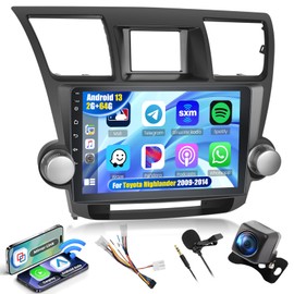 Realdio Android Car Stereo for Toyota Highlander 2009-2014 with 10.1 Inch Touch Screen Wireless CarPlay Android Auto Bluetooth 2GB+64GB EQ 26UI Split Screen AHD Rear Camera