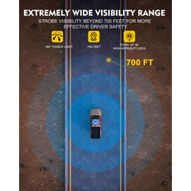 LUMENIX 12" Rooftop Strobe Beacon Light 72 LED Magnetic Emergency Flashing Warning Caution Mini Lights Bar for Security Police Vehicles Trucks Patrol Cars Volunteer Firefighters Patent Design - Blue