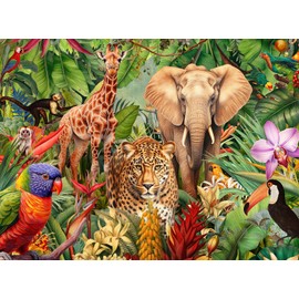 Springbok's Jungle Animal Mashup 500 Piece Puzzle for Adults and Families Features a Colorful Collage of Your Favorite Safari Animals