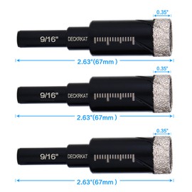 3 Packs Dry Diamond Drill Bits Set 9/16" 14mm Vacuum Brazed Diamond Hole Saws for Granite Tile Ceramic Marble Stone Glass and More Hard Materials (not for Wood), Round Shank with Storage Case