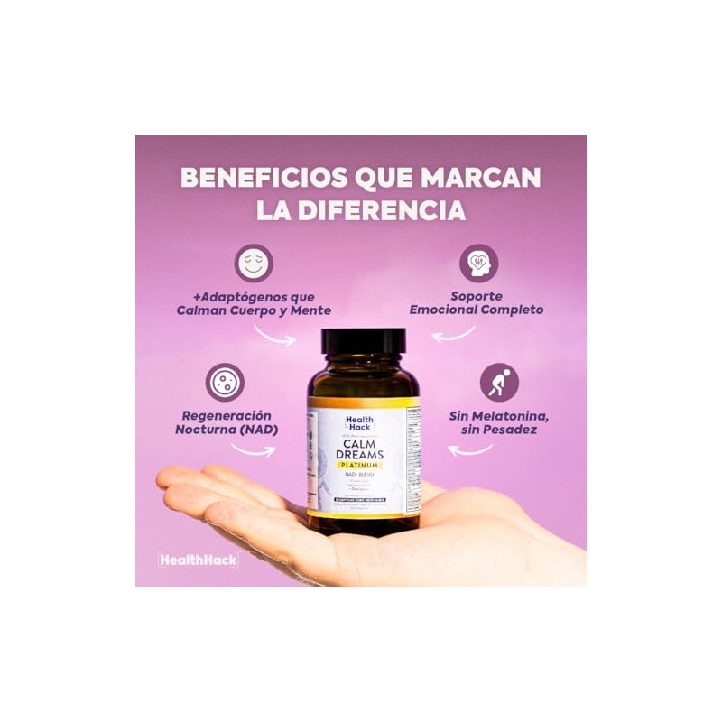 Suplemento Descanso con GABA 5HTP L-Teanina Magnesio Sin Melatonina