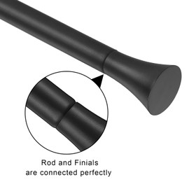 1Inch Single Curtain Rods, Decorative Drapery Rods Adjustable 100-144IN Length, With Horn Finials, Wall Mount and Ceiling Mount, Matte Black