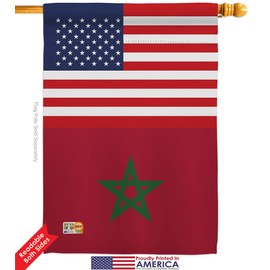 Nationality Morocco US Friendship Garden House Flags Kit Regional Nation International World Country Particular Area Small Decorative Gift Yard Banner Double-Sided Made in USA 28 X 40