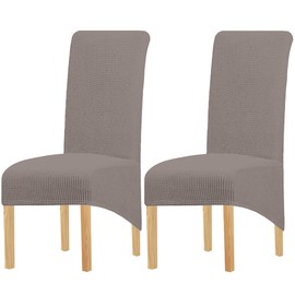 LANSHENG Dining Chair Covers, Stretch High Back Chair Slipcover, Removable Washable Large Chairs Cover Elastic XL Kitchen Chair Seat Protector (Set of 2, Taupe)