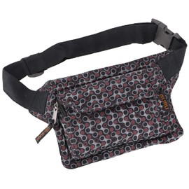 GURU SHOP Printed Fabric Sidebag & Belt Bag, Colourful Bum Bag, Waist Bag - Lemon, Men/Women, Cotton, 15 x 20 x 5 cm, Festival Bum Bag Hippie, black, Casual