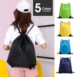 Sonicefit Drawstring Backpack Bag,Waterproof Back Sack Sport Gym Sackpack Bag Basketball Bag,Leisure Hiking Bag Travel Camping Bag Swim Bag with Zip Pocket Shoulder Thick Straps (Black, Standard)