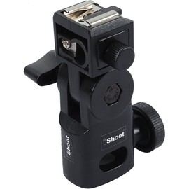 iShoot Hot Shoe Mount Flash Bracket Photo Umbrella Holder Support Compatible with Canon Nikon Pentax Olympus Metz Speedlite Flash Studio Light Stand