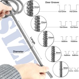 LANUCN Stove Sealing Cord, Sealing Tape for Fireplace, Fireproof Oven Seal for Fireplace with End Ties (Diameter 8 mm x 2.5 m)