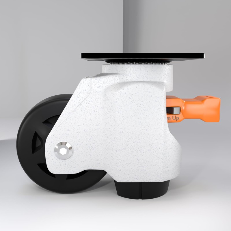 Upgrade Leveling Casters with Ratchet Handle, Height-Adjustable Plate Casters, White