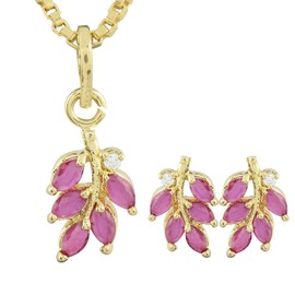 Efulgenz Fashion Jewelry Set 18 k Gold Plated Cubic Zirconia Pendant Necklace Set with Earrings for Women and Brides and Bridesmaid