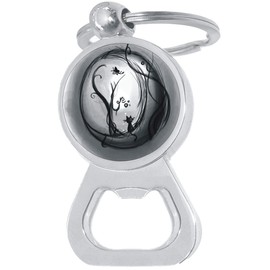 Kitty Cat Crescent Moon Bottle Opener Keychain