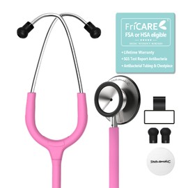FriCARE Pink Stethoscope for Nurses Gift, Dual Head Acoustic Clinical Stethoscope with Bell and Diaphragm, Lung Heart Sound Medical Monitoring