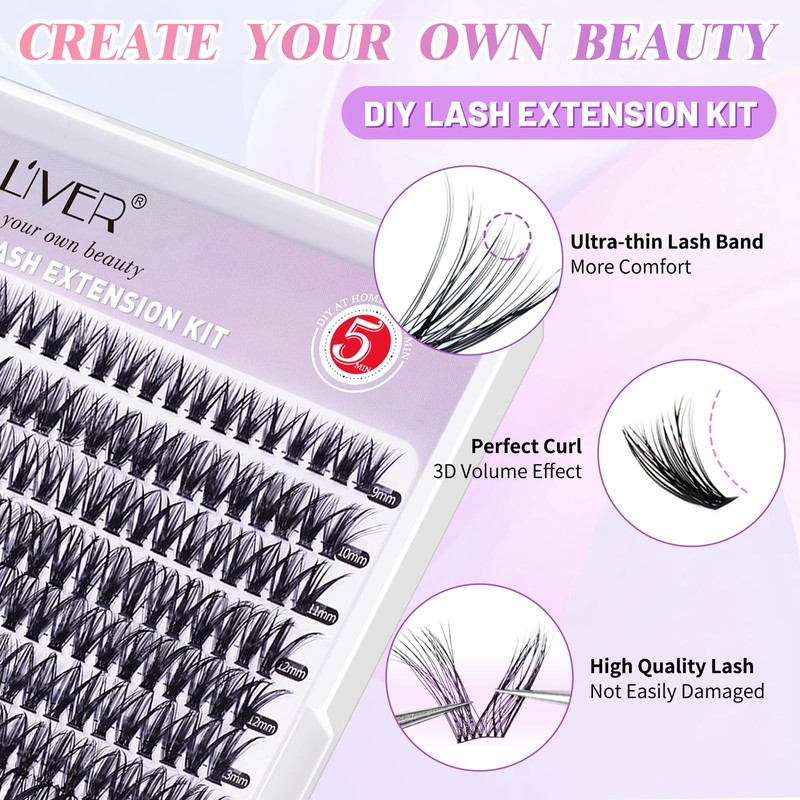 Eyelash Extensions, Eyelash Extensions, 240 Pieces, 40D Natural False Eyelashes