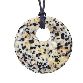 Morella Women's Necklace 31.5 inch - 80 cm gem-Stone Donut Pendant Dalmatian Jasper in a Velvet Bag